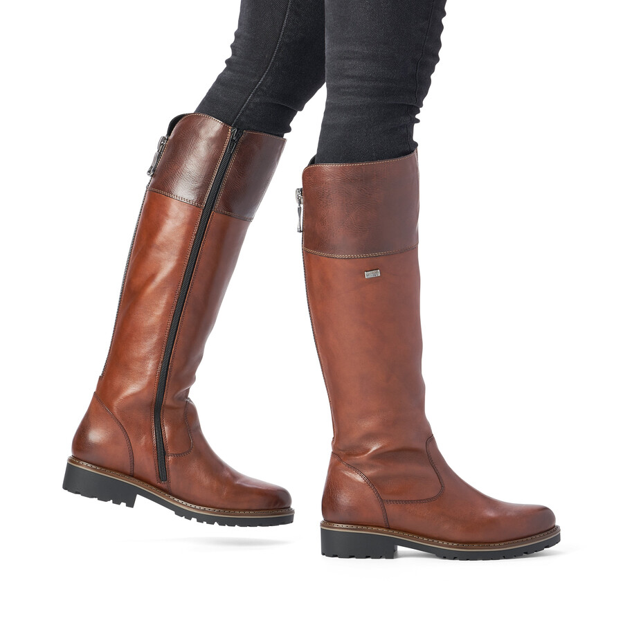bottes marron à fermeture éclair pour femmes remonte r6581-22