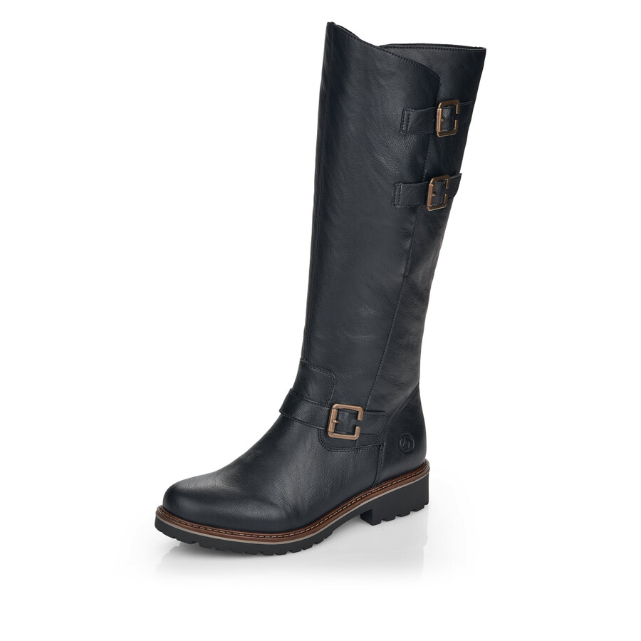 bottes noires à fermeture éclair pour femmes remonte r6590-01