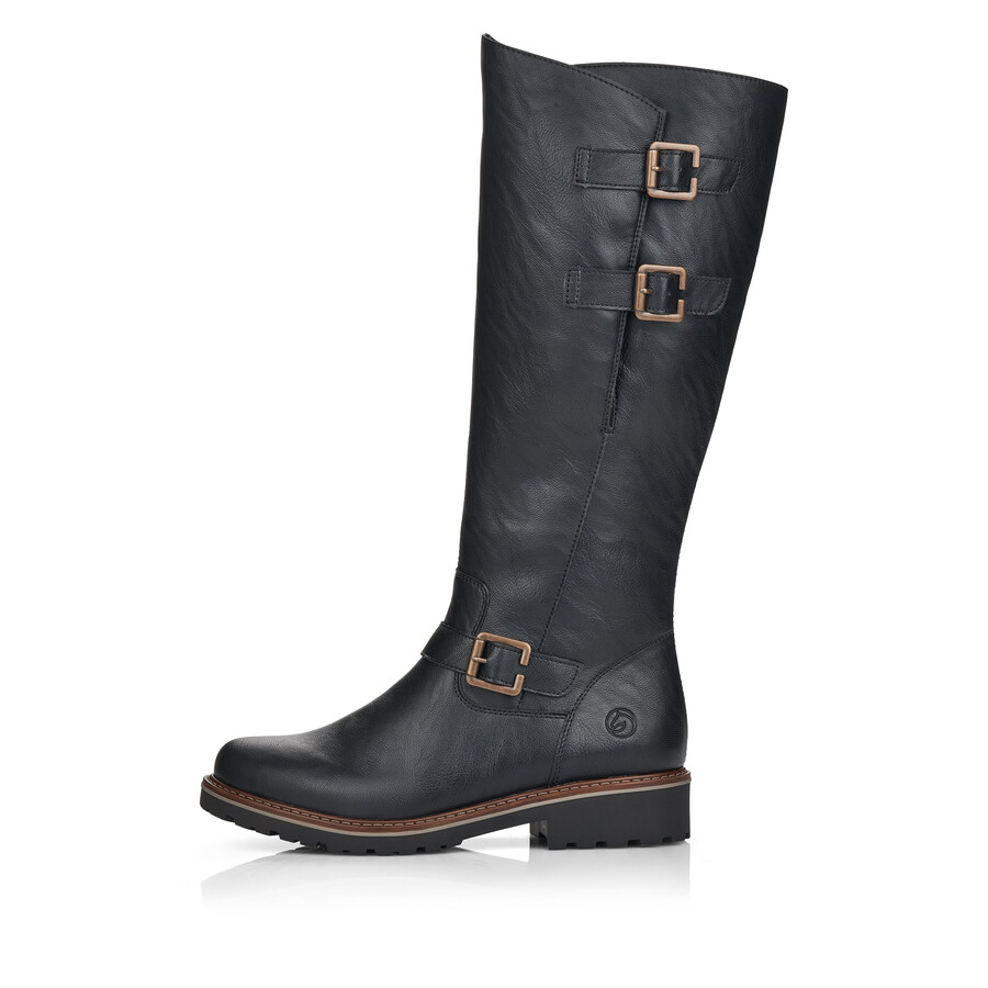 bottes noires à fermeture éclair pour femmes remonte r6590-01