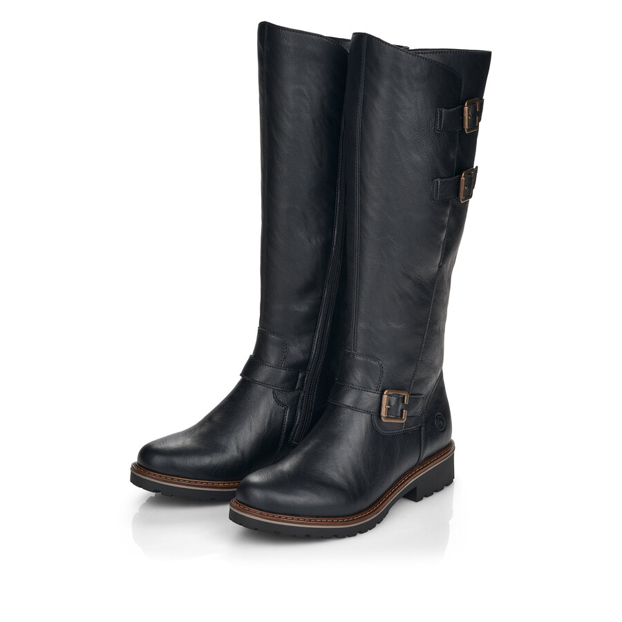bottes noires à fermeture éclair pour femmes remonte r6590-01