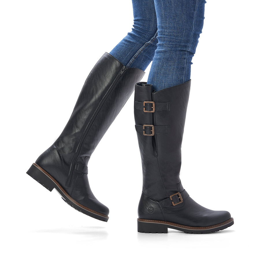 bottes noires à fermeture éclair pour femmes remonte r6590-01