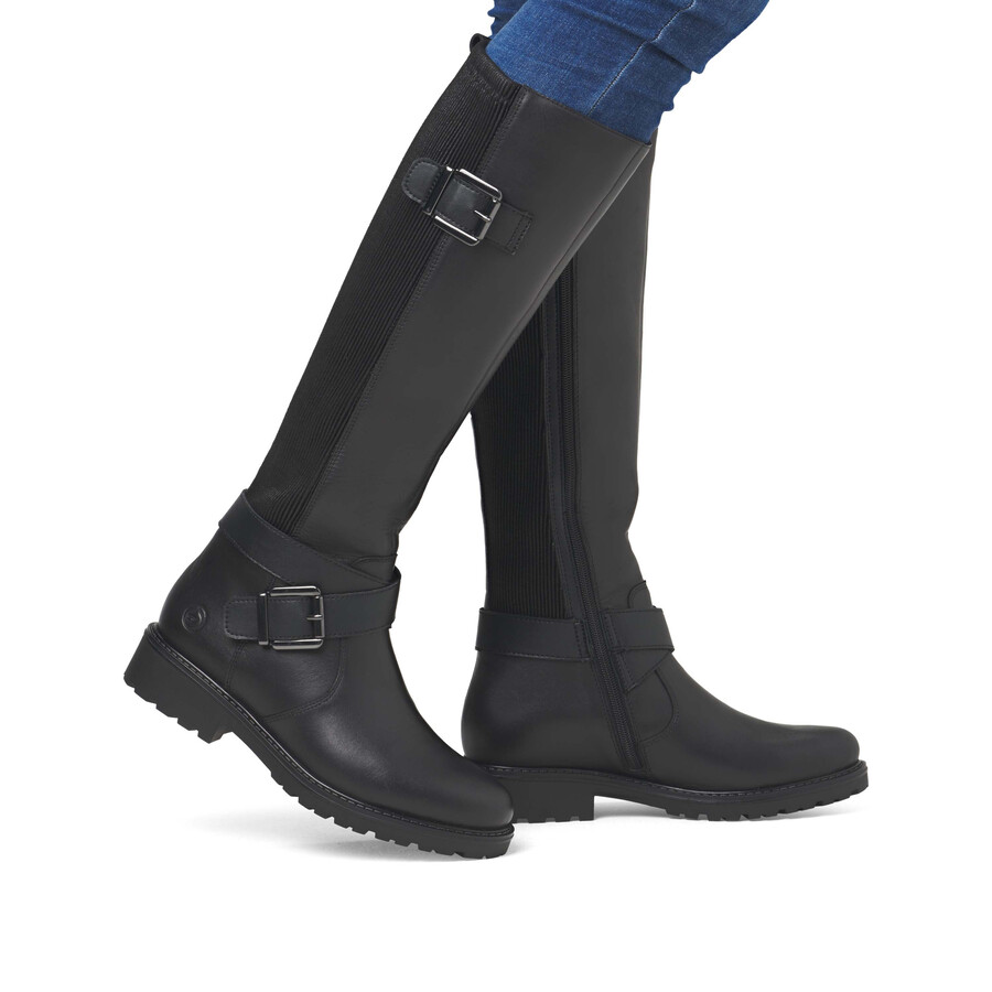 bottes noires à fermeture éclair pour femmes remonte r6593-00