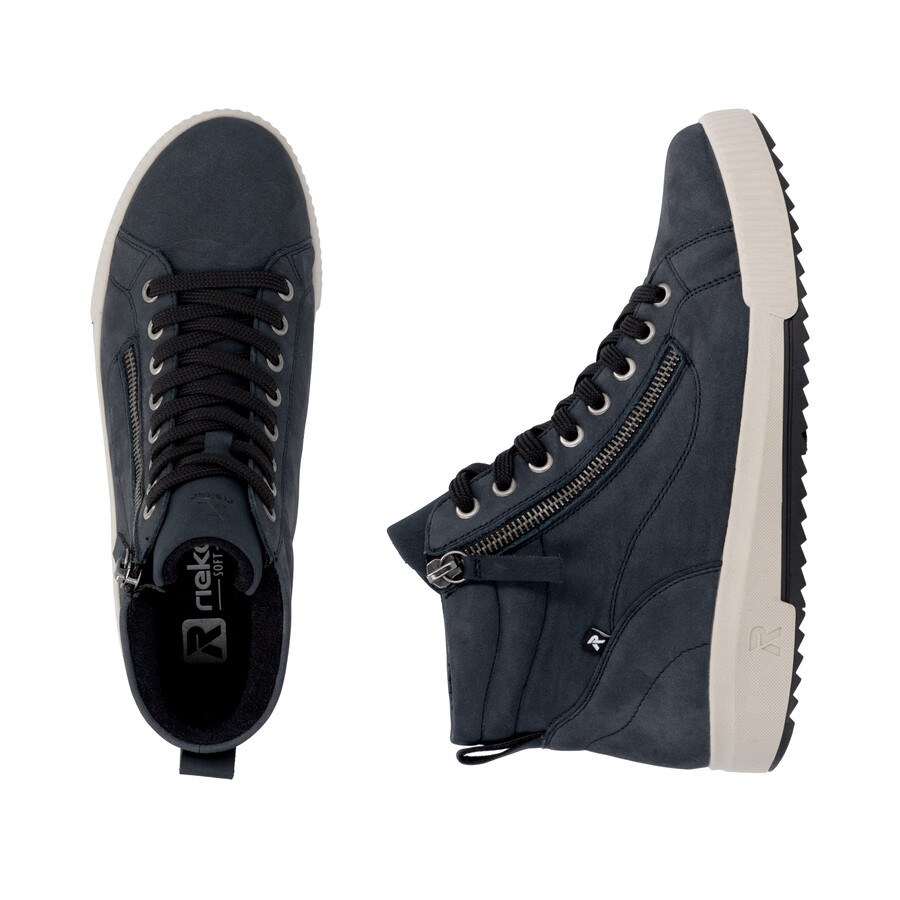 bottes bleues à fermeture éclair pour femmes rieker sport w0164-14