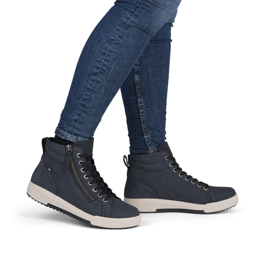 bottes bleues à fermeture éclair pour femmes rieker sport w0164-14