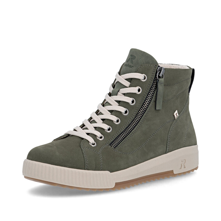 bottes vertes à fermeture éclair pour femmes rieker sport w0164-54