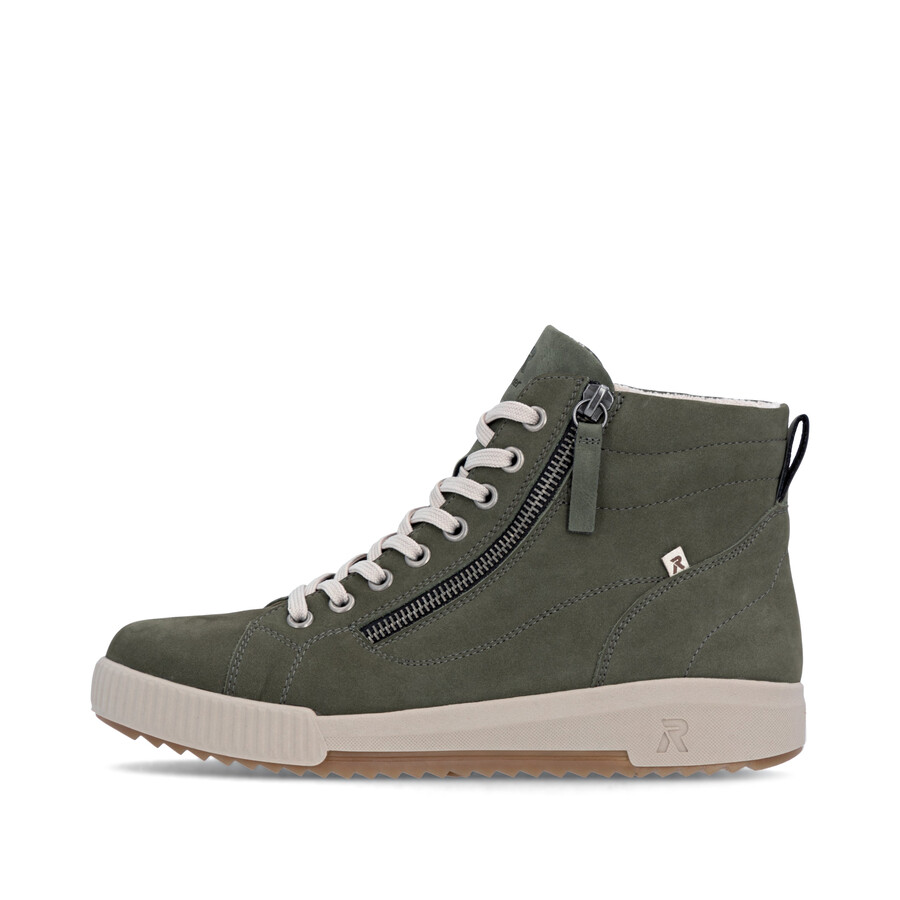 bottes vertes à fermeture éclair pour femmes rieker sport w0164-54