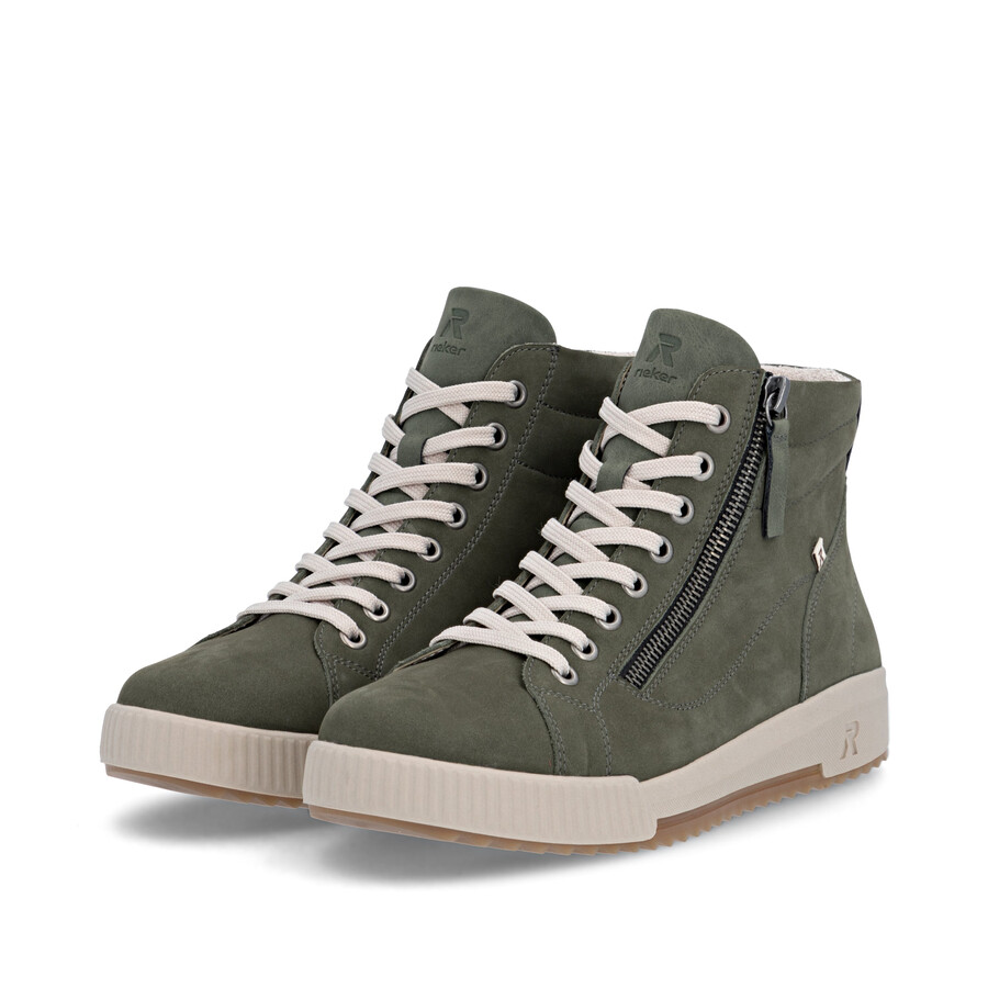 bottes vertes à fermeture éclair pour femmes rieker sport w0164-54