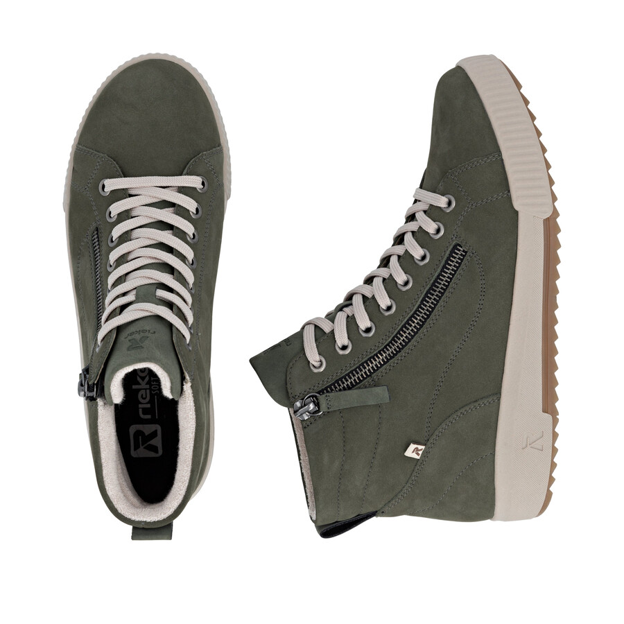 bottes vertes à fermeture éclair pour femmes rieker sport w0164-54