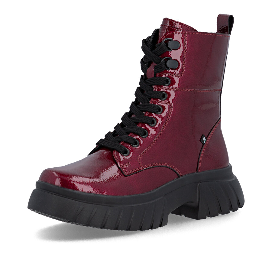 bottes rouges à fermeture éclair pour femmes rieker sport w1870-35