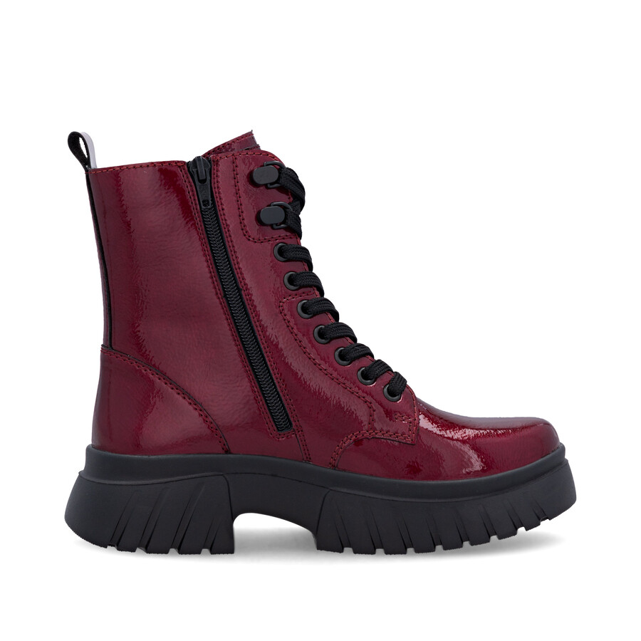 bottes rouges à fermeture éclair pour femmes rieker sport w1870-35