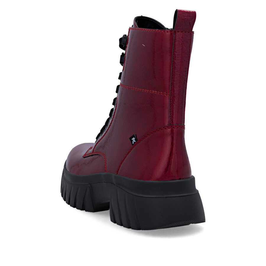 bottes rouges à fermeture éclair pour femmes rieker sport w1870-35