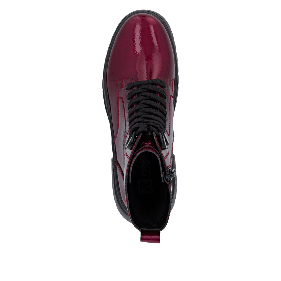 bottes rouges à fermeture éclair pour femmes rieker sport w1870-35