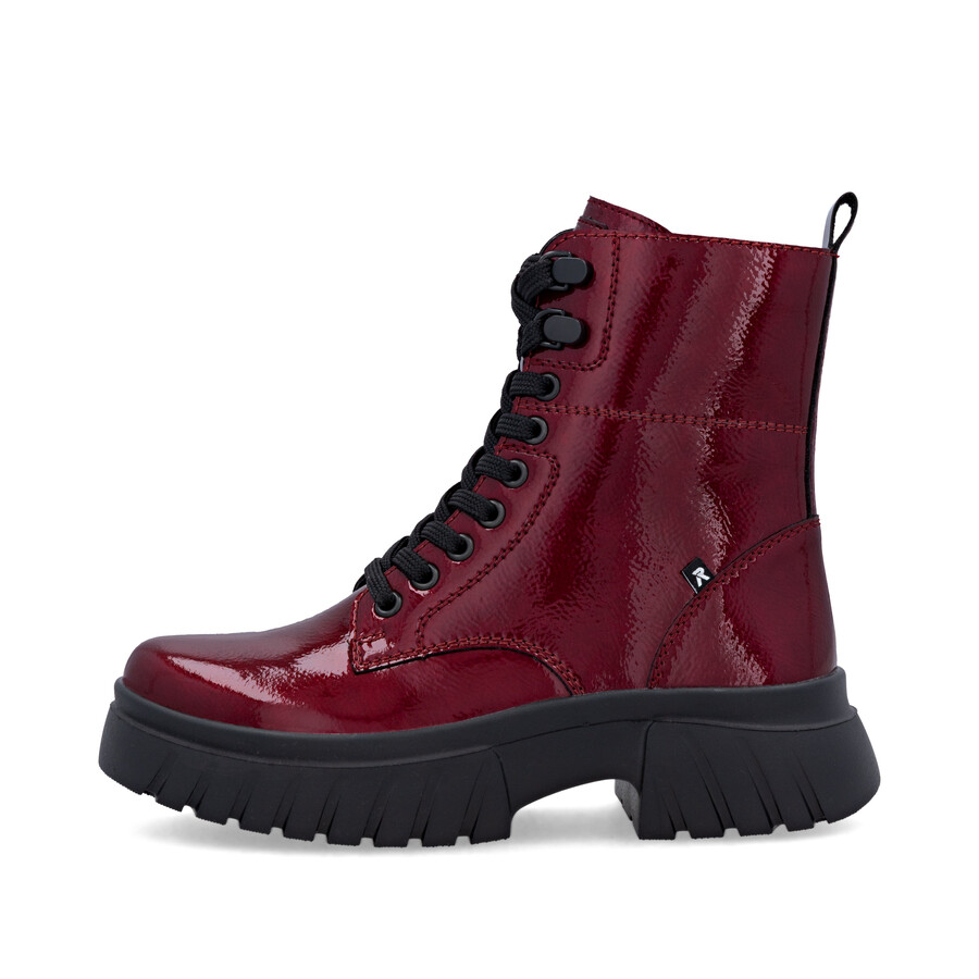 bottes rouges à fermeture éclair pour femmes rieker sport w1870-35