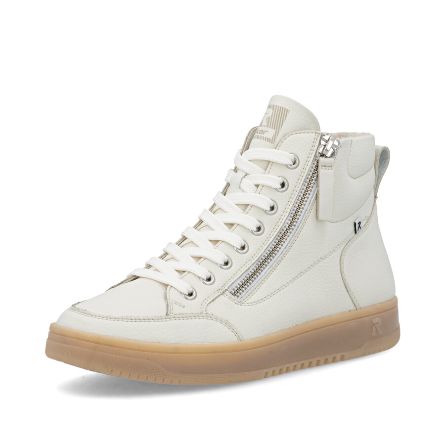 bottes blanches à fermeture éclair pour femmes rieker sport w1971-80