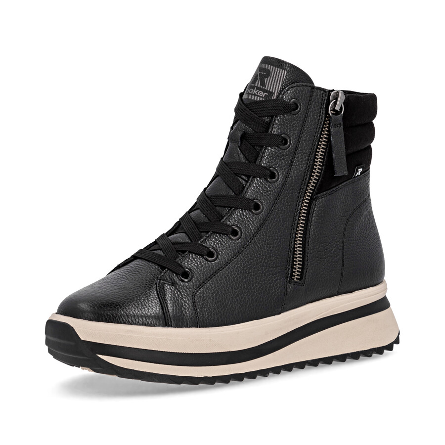 bottes noires à fermeture éclair pour femmes rieker sport w3870-00