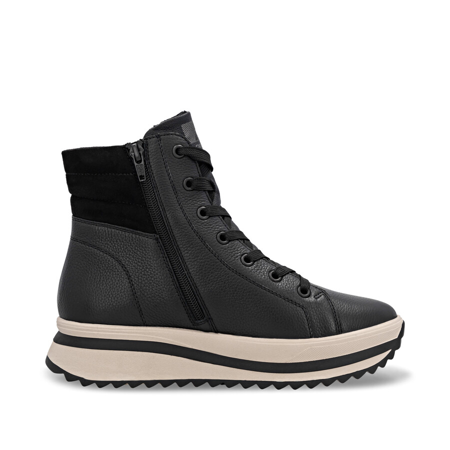 bottes noires à fermeture éclair pour femmes rieker sport w3870-00