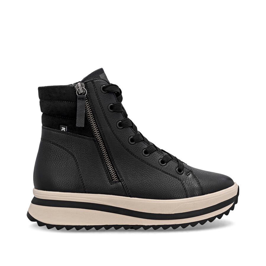 bottes noires à fermeture éclair pour femmes rieker sport w3870-00