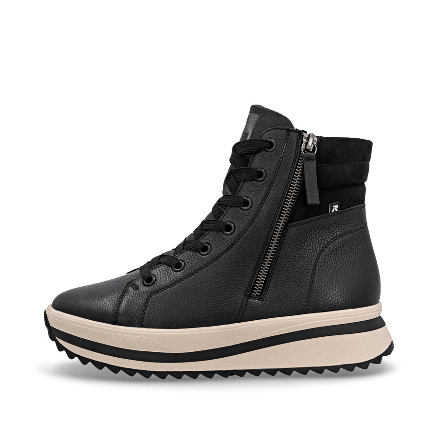 bottes noires à fermeture éclair pour femmes rieker sport w3870-00