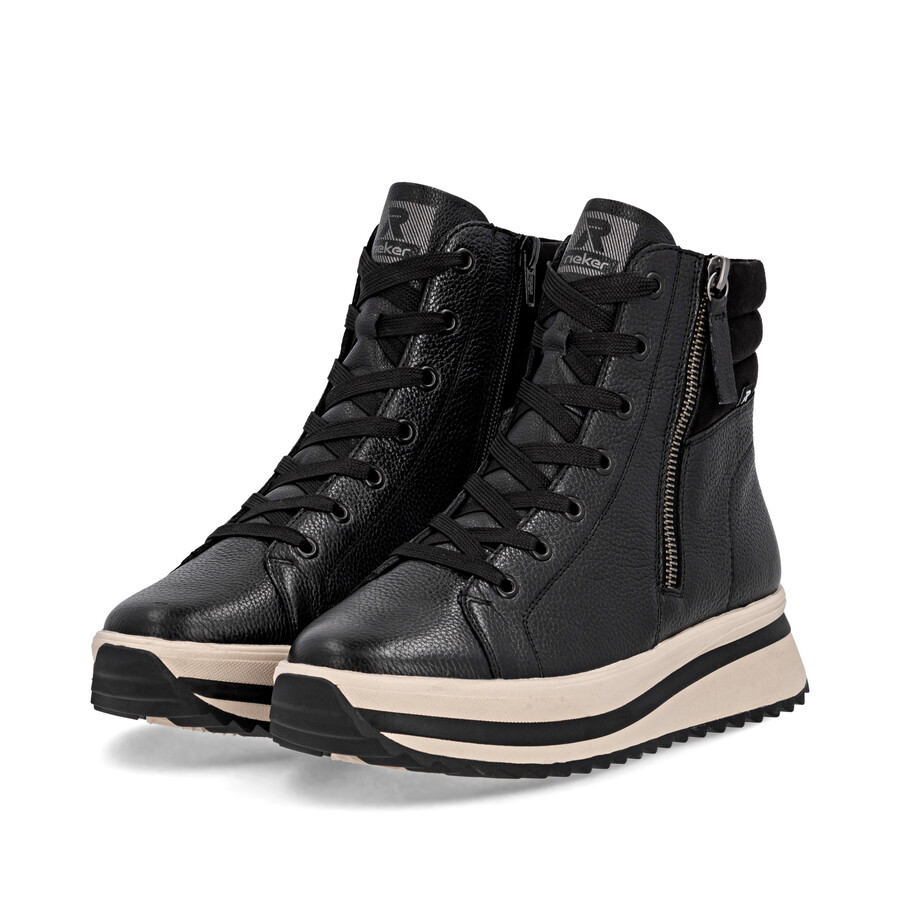 bottes noires à fermeture éclair pour femmes rieker sport w3870-00
