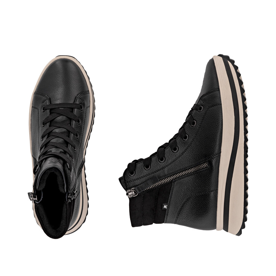 bottes noires à fermeture éclair pour femmes rieker sport w3870-00
