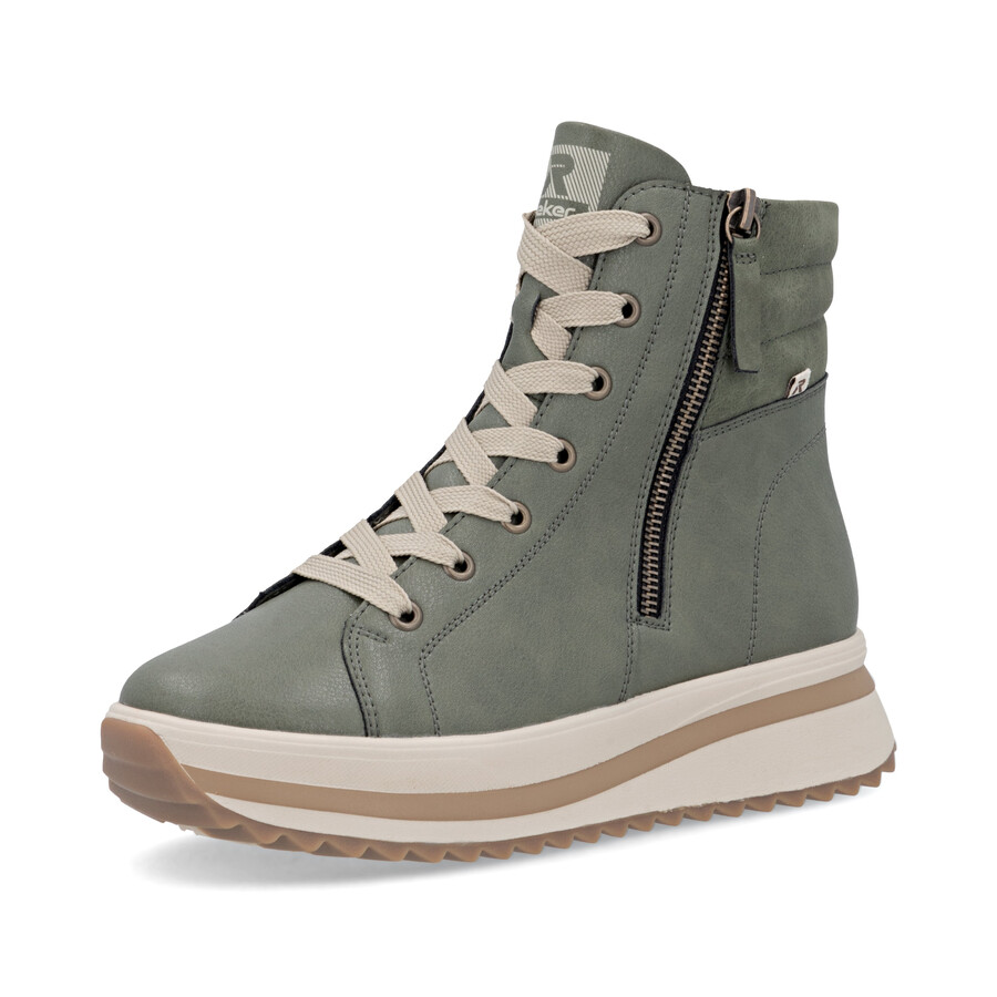 bottes vertes à fermeture éclair pour femmes rieker sport w3870-54