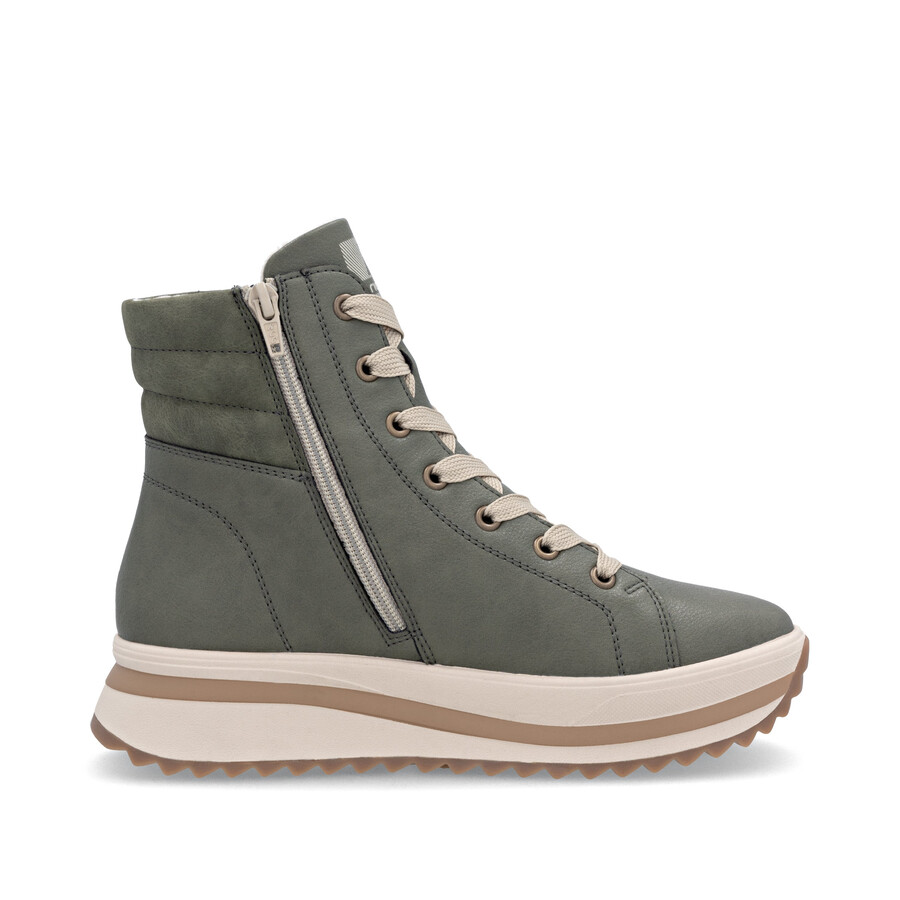bottes vertes à fermeture éclair pour femmes rieker sport w3870-54