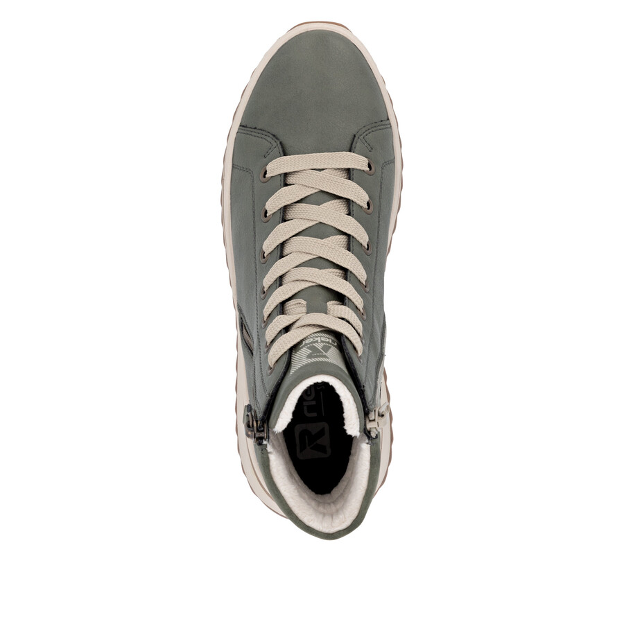 bottes vertes à fermeture éclair pour femmes rieker sport w3870-54