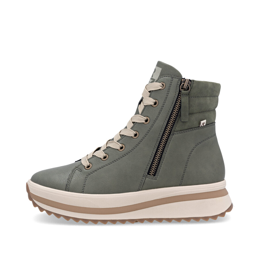 bottes vertes à fermeture éclair pour femmes rieker sport w3870-54