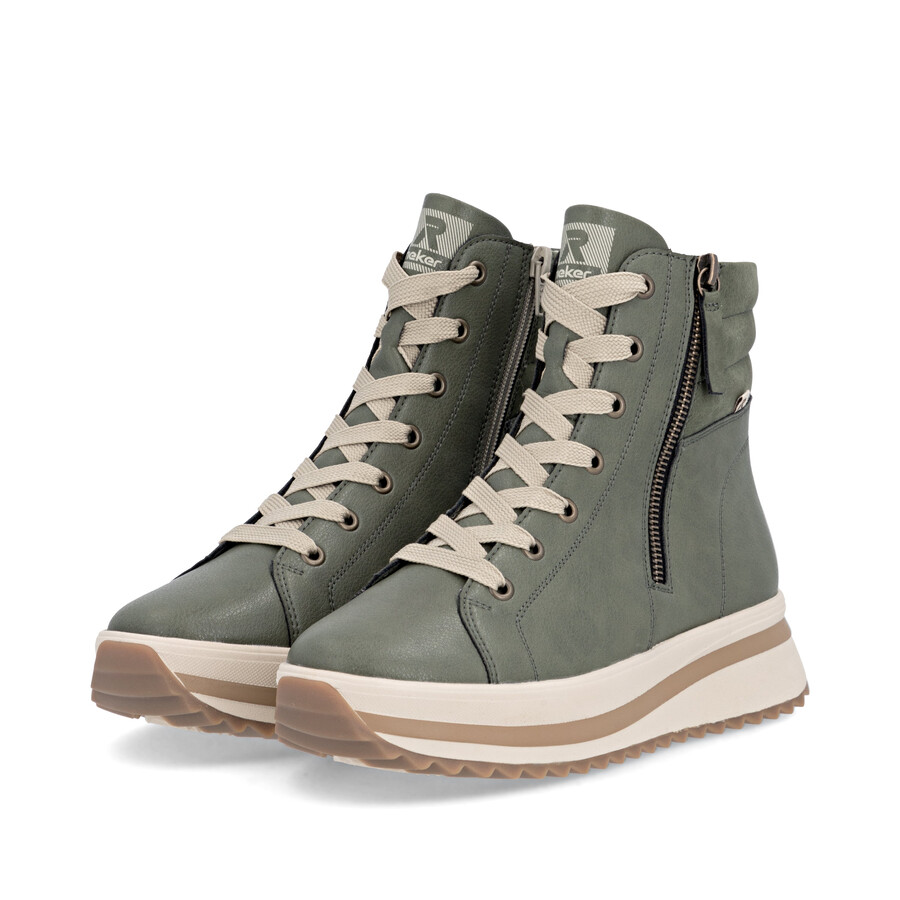 bottes vertes à fermeture éclair pour femmes rieker sport w3870-54