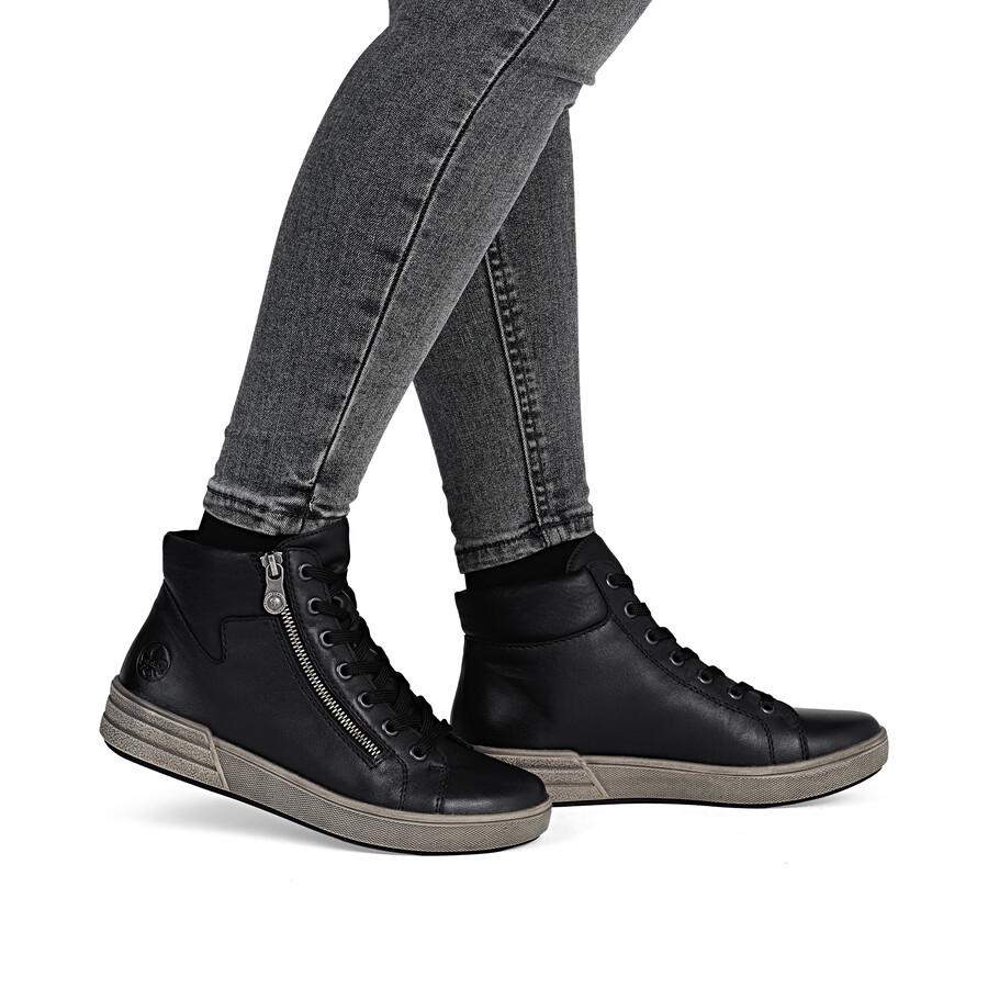 bottes noires à fermeture éclair pour femmes rieker x0709-01