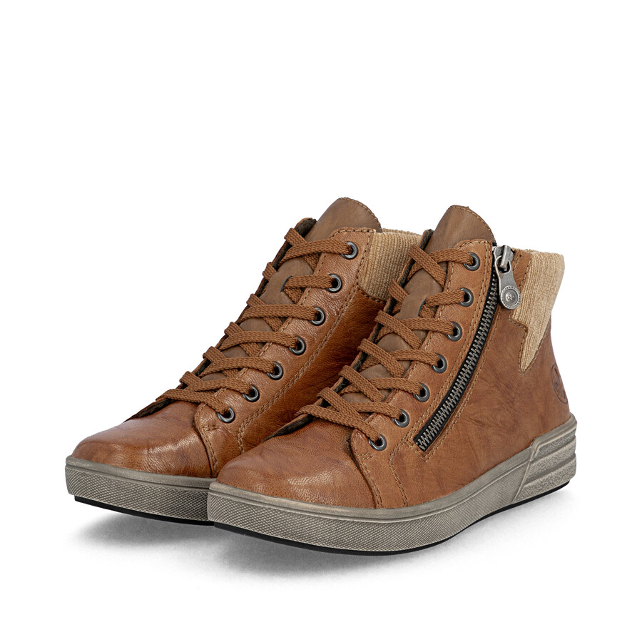 bottes marron à fermeture éclair pour femmes rieker x0709-22