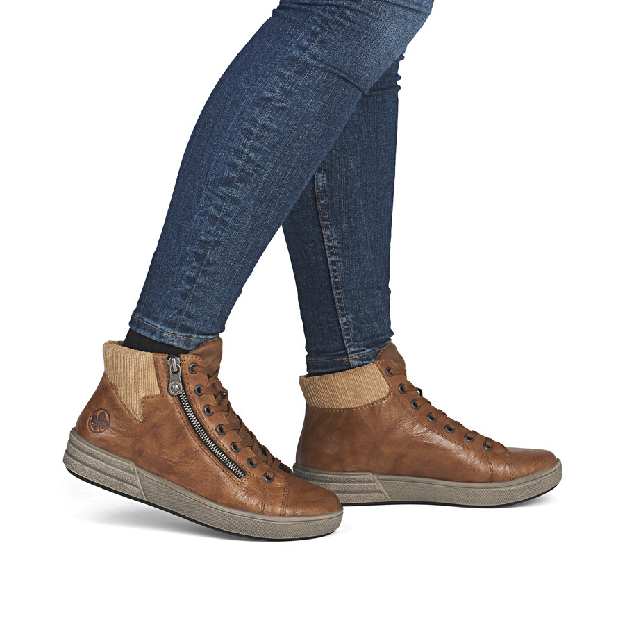 bottes marron à fermeture éclair pour femmes rieker x0709-22