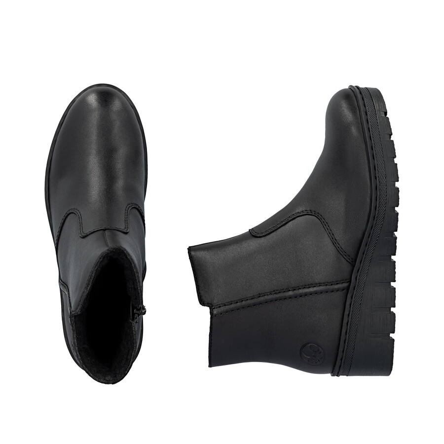 bottes noires à fermeture éclair pour femmes rieker x9165-01