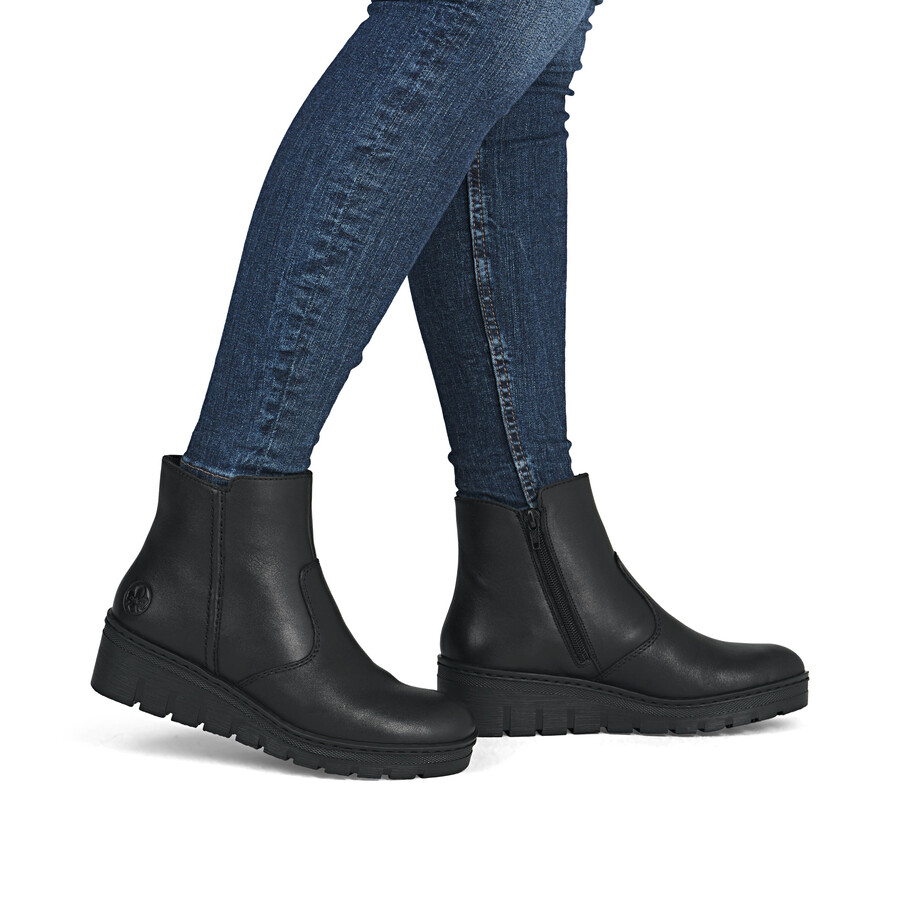bottes noires à fermeture éclair pour femmes rieker x9165-01