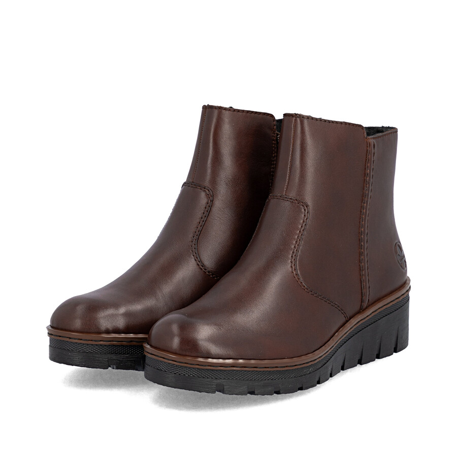 bottes marron à fermeture éclair pour femmes rieker x9165-27