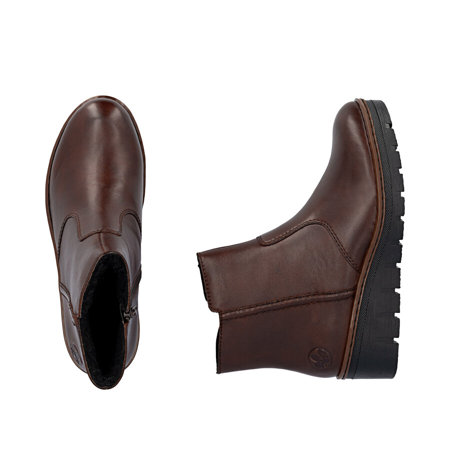 bottes marron à fermeture éclair pour femmes rieker x9165-27