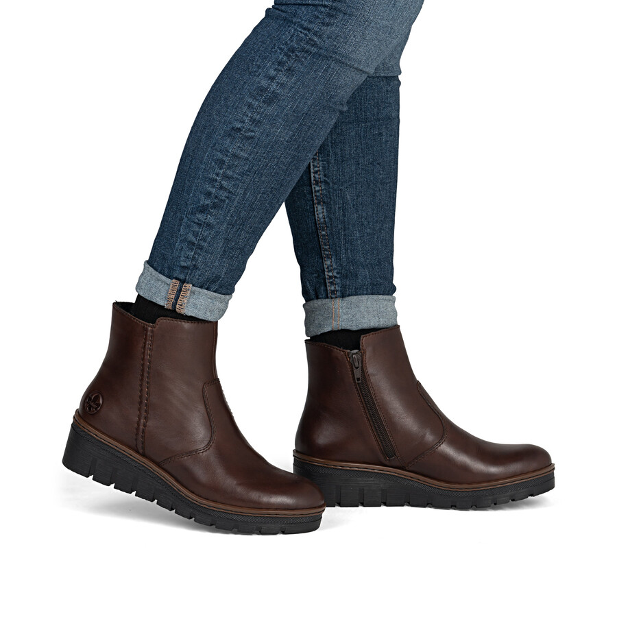 bottes marron à fermeture éclair pour femmes rieker x9165-27