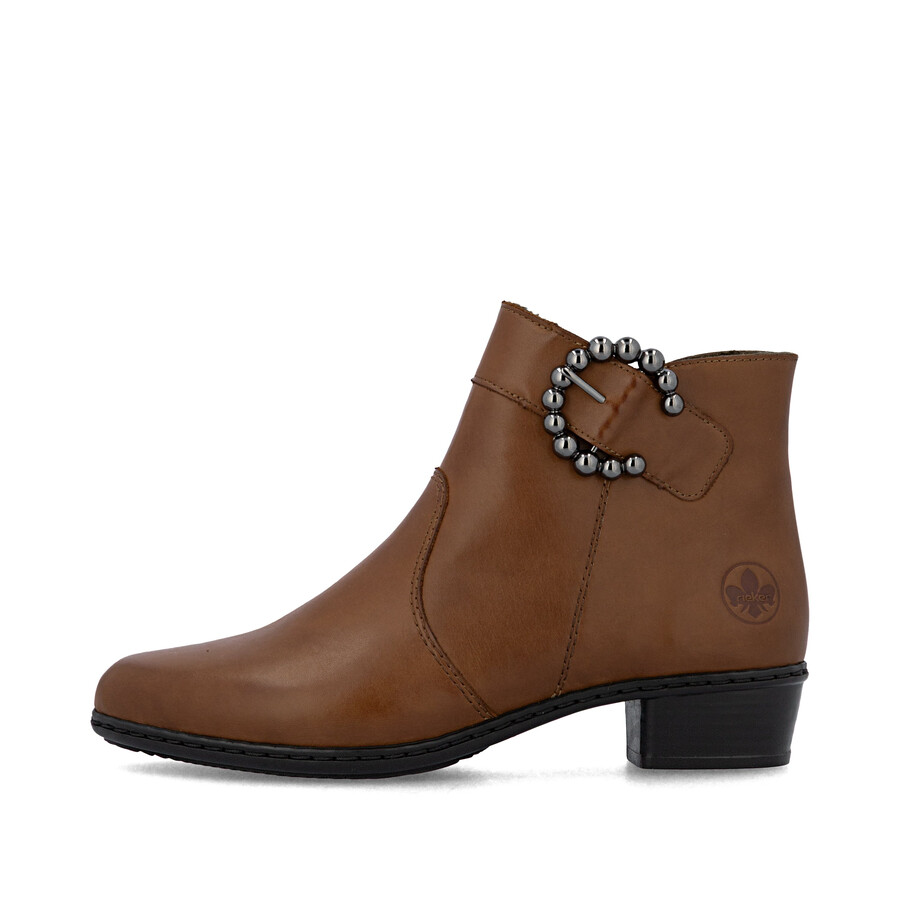 bottes marron à fermeture éclair pour femmes rieker y0797-24