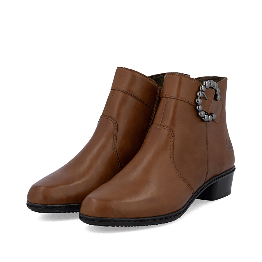 bottes marron à fermeture éclair pour femmes rieker y0797-24