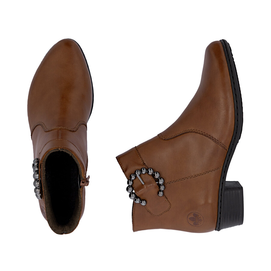 bottes marron à fermeture éclair pour femmes rieker y0797-24