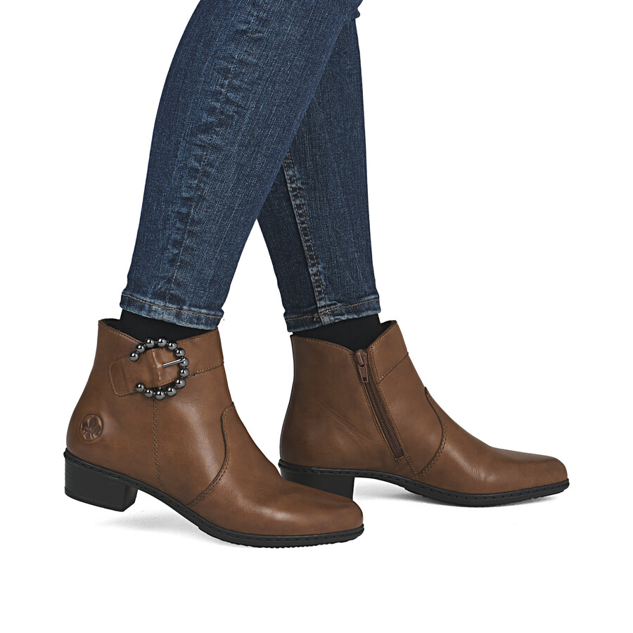 bottes marron à fermeture éclair pour femmes rieker y0797-24