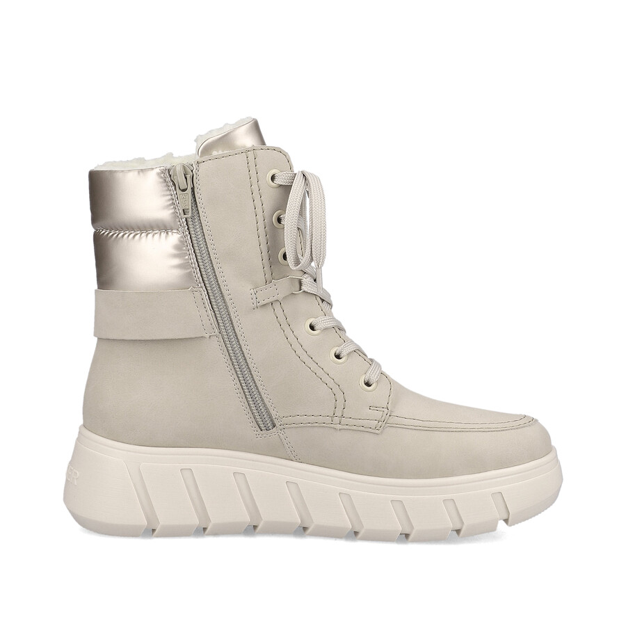 bottes beiges à fermeture éclair pour femmes rieker y3503-62