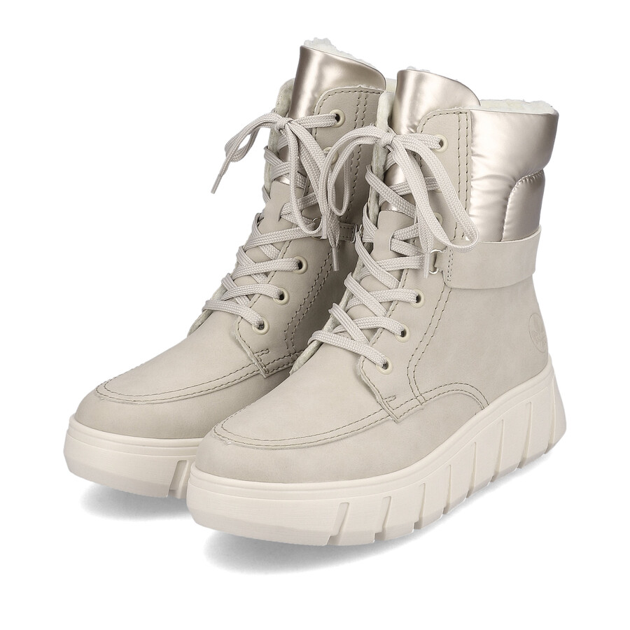 bottes beiges à fermeture éclair pour femmes rieker y3503-62