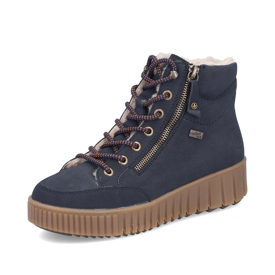 bottes bleues à fermeture éclair pour femmes rieker y6104-14