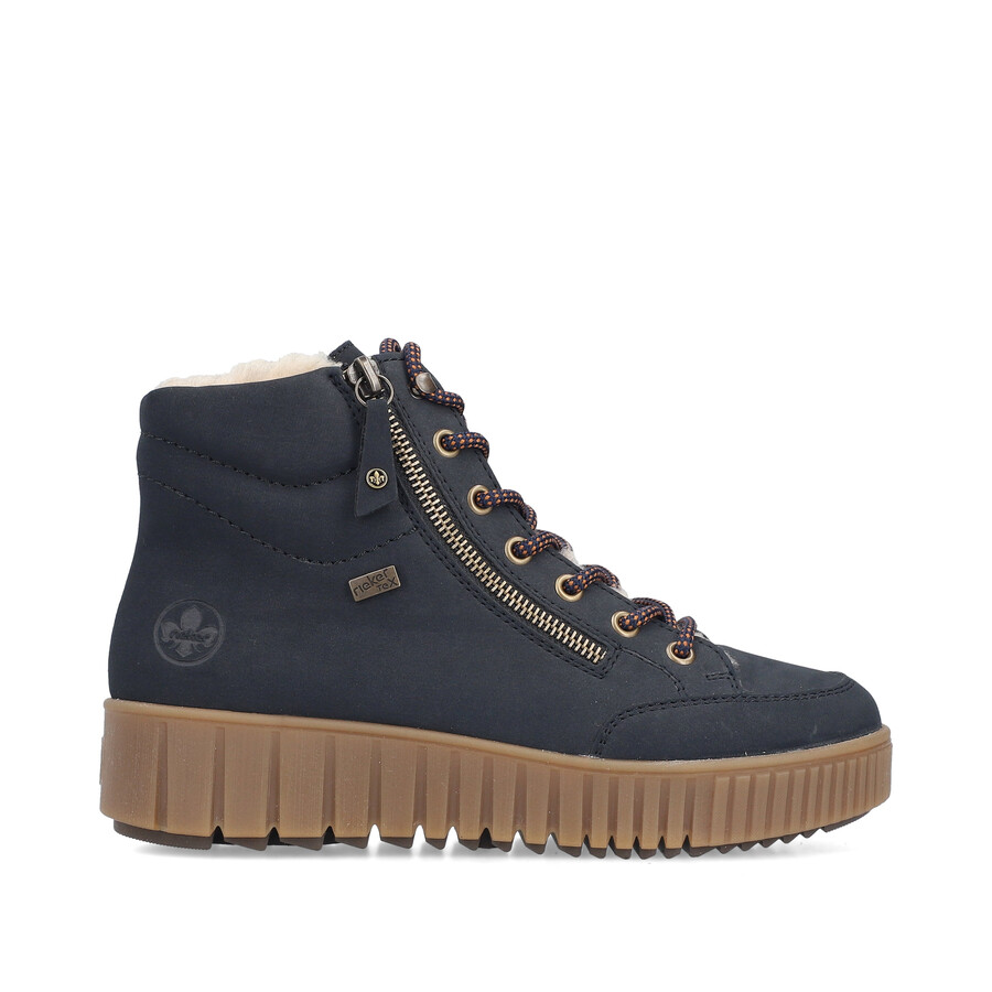 bottes bleues à fermeture éclair pour femmes rieker y6104-14