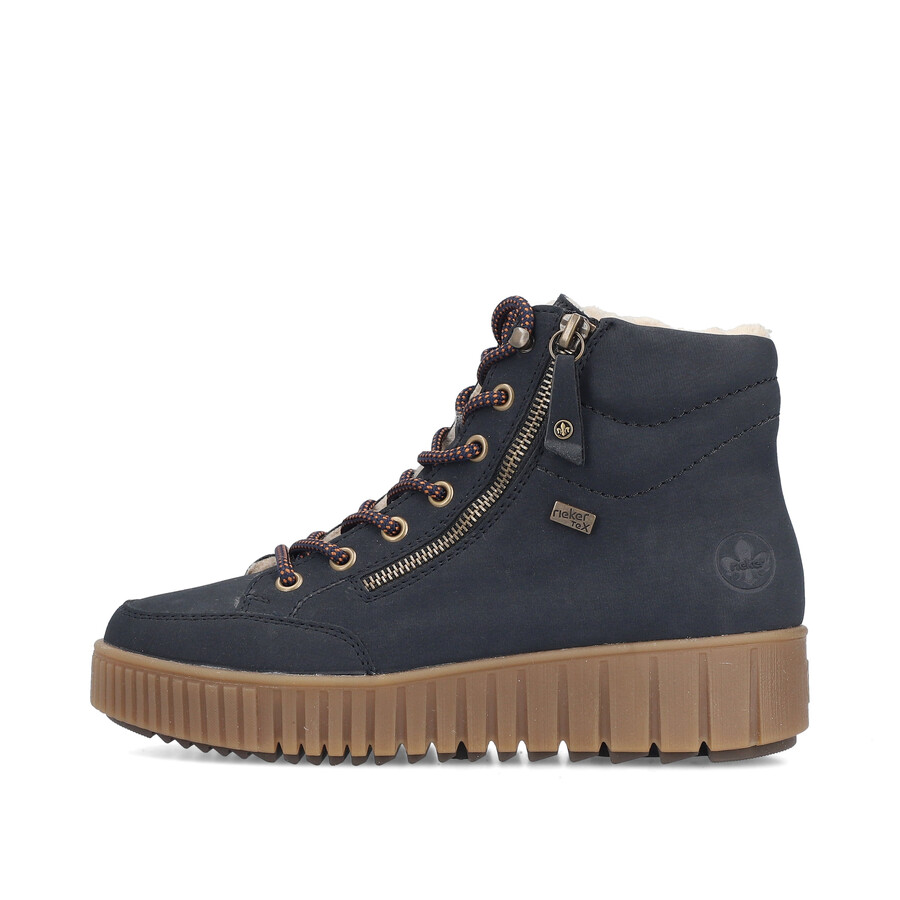 bottes bleues à fermeture éclair pour femmes rieker y6104-14