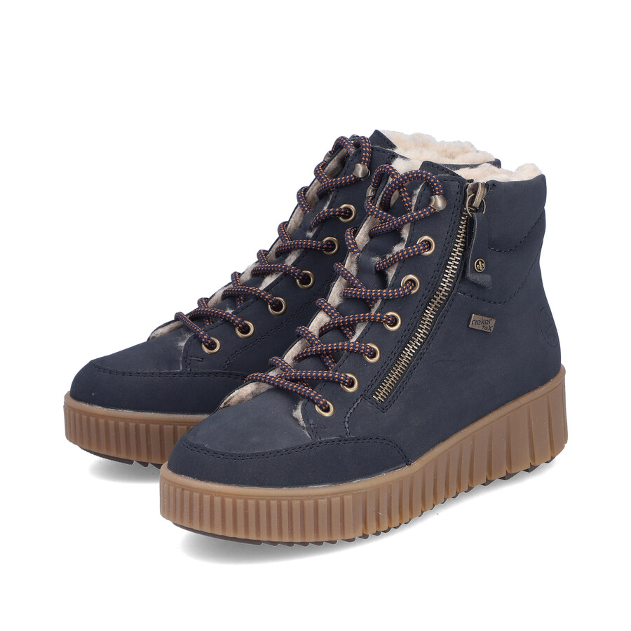 bottes bleues à fermeture éclair pour femmes rieker y6104-14
