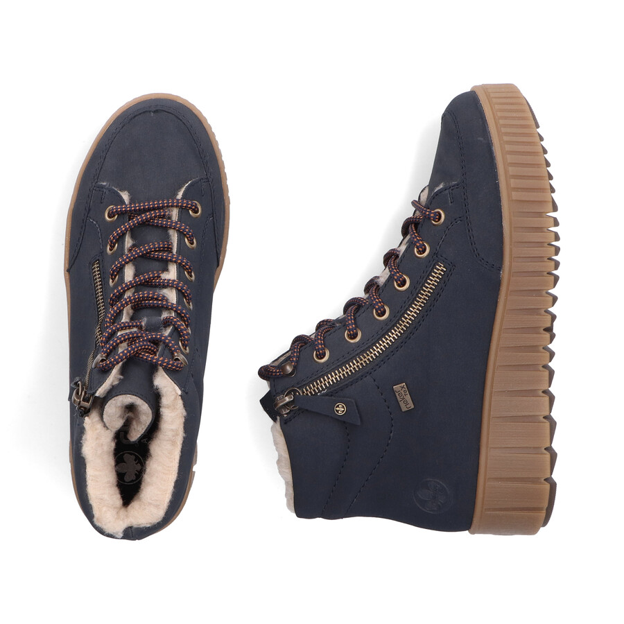 bottes bleues à fermeture éclair pour femmes rieker y6104-14