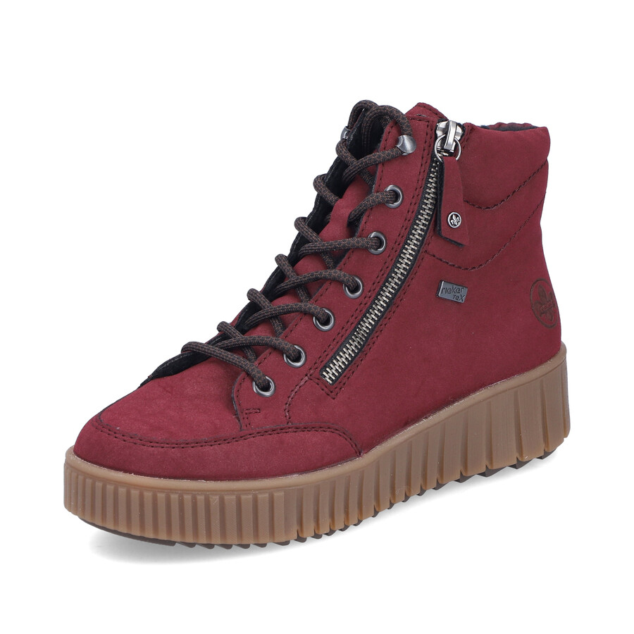 bottes rouges à fermeture éclair pour femmes rieker y6104-35
