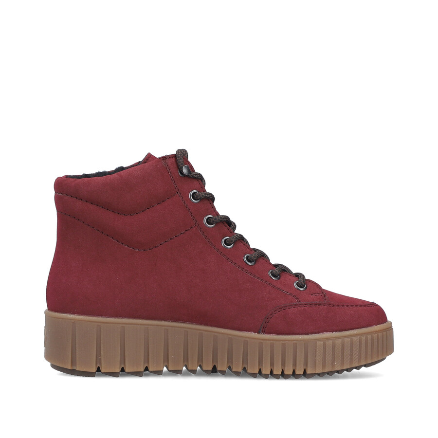 bottes rouges à fermeture éclair pour femmes rieker y6104-35
